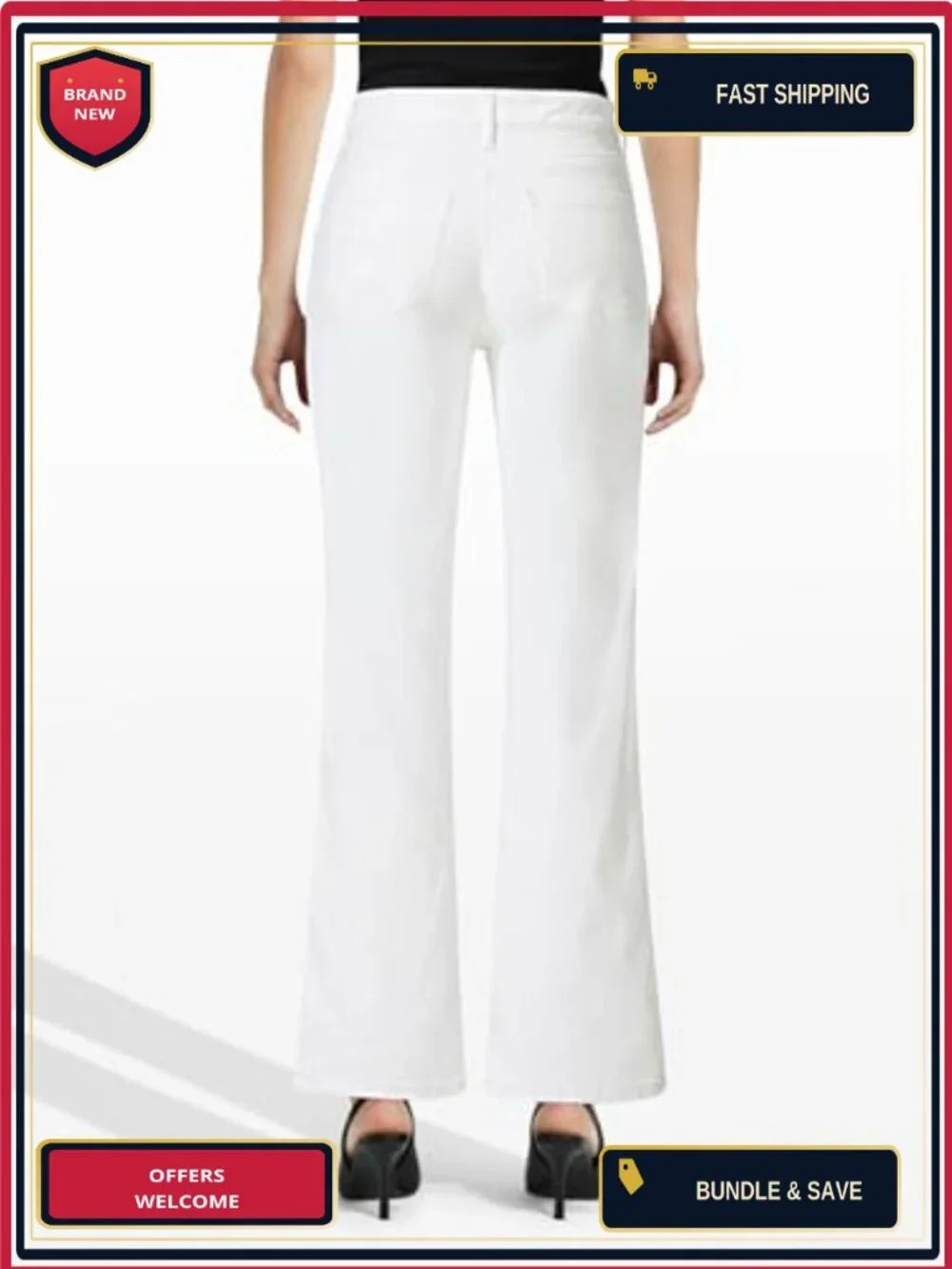 High-Rise Stretch Sateen Boot Cut Jeans with Cotton Blend
